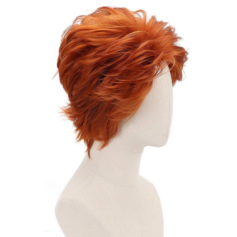 PARTY ZONE Short Orange Cosplay Wig-Man Synthetic Anime Role Play Wigs for Party Jesus Hair Halloween Costume Wig - Image 3